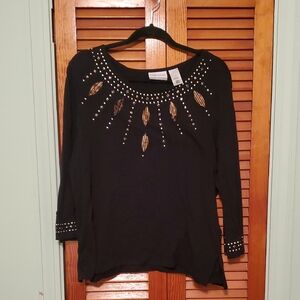 Alfred Dunner Black Top with Gold Accents